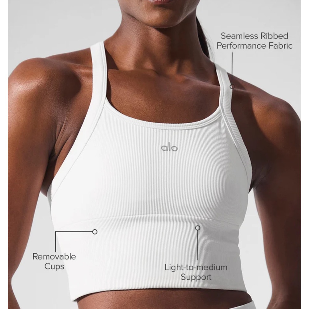 ALO Yoga White Ribbed Crop Top